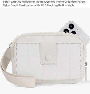 befen Quilted Phone Organizer Wristlet Wallet BFN2756-01WHT